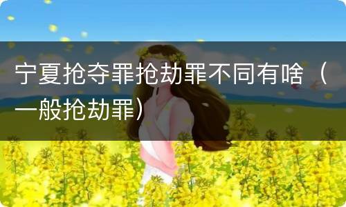 宁夏抢夺罪抢劫罪不同有啥（一般抢劫罪）