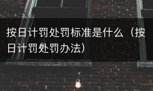 按日计罚处罚标准是什么（按日计罚处罚办法）