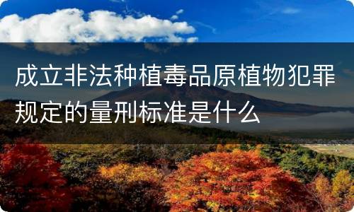 成立非法种植毒品原植物犯罪规定的量刑标准是什么