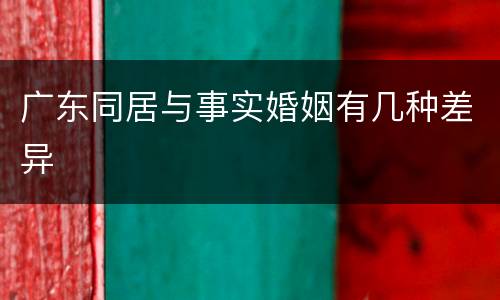 广东同居与事实婚姻有几种差异