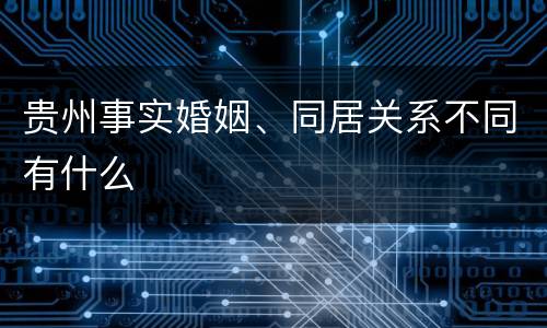 贵州事实婚姻、同居关系不同有什么