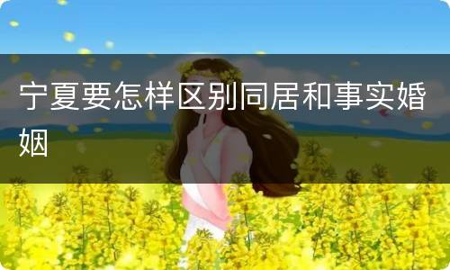 宁夏要怎样区别同居和事实婚姻