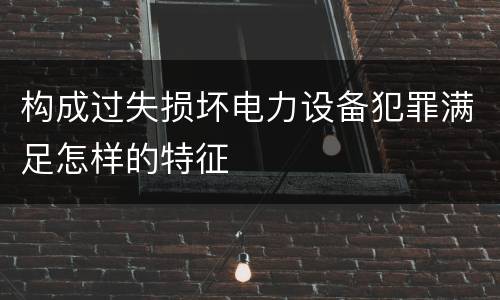 构成过失损坏电力设备犯罪满足怎样的特征