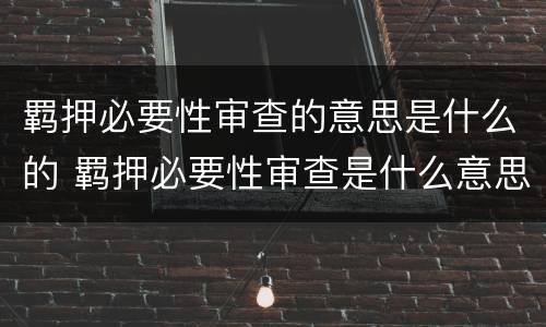 羁押必要性审查的意思是什么的 羁押必要性审查是什么意思?