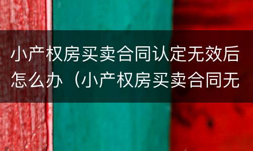 小产权房买卖合同认定无效后怎么办（小产权房买卖合同无效的法律依据）