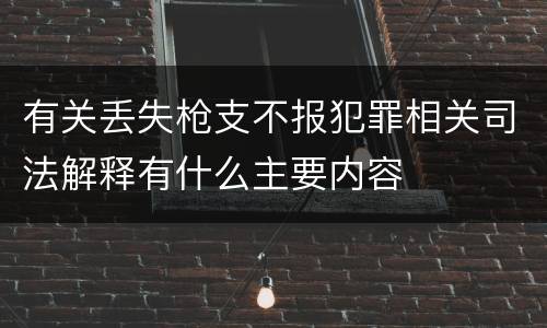 有关丢失枪支不报犯罪相关司法解释有什么主要内容