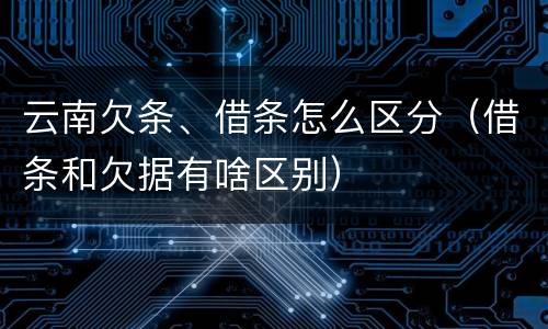 云南欠条、借条怎么区分（借条和欠据有啥区别）