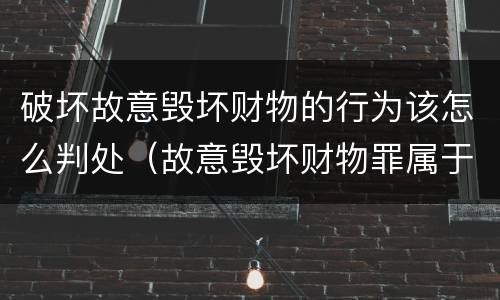 破坏故意毁坏财物的行为该怎么判处（故意毁坏财物罪属于）