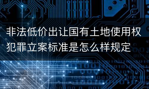 非法低价出让国有土地使用权犯罪立案标准是怎么样规定