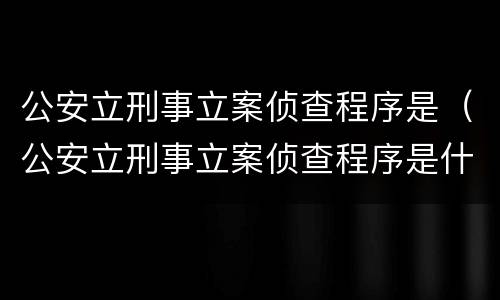 公安立刑事立案侦查程序是（公安立刑事立案侦查程序是什么）