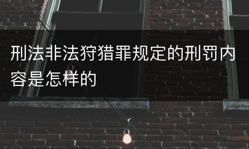刑法非法狩猎罪规定的刑罚内容是怎样的