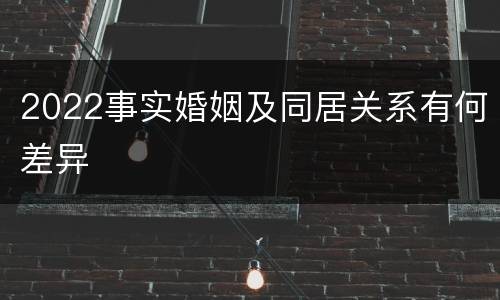 2022事实婚姻及同居关系有何差异