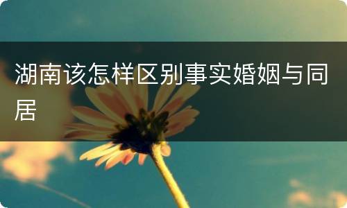 湖南该怎样区别事实婚姻与同居