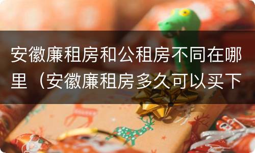 安徽廉租房和公租房不同在哪里（安徽廉租房多久可以买下来）