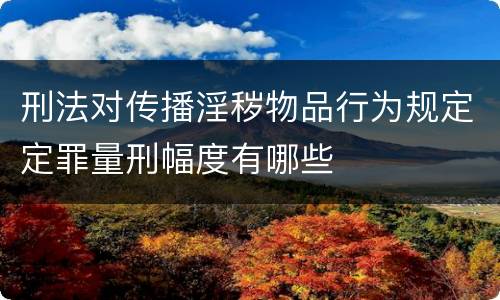 刑法对传播淫秽物品行为规定定罪量刑幅度有哪些