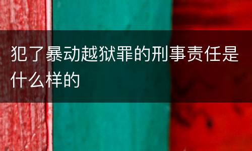 犯了暴动越狱罪的刑事责任是什么样的