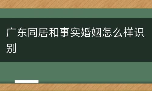 广东同居和事实婚姻怎么样识别