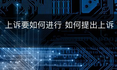 上诉要如何进行 如何提出上诉