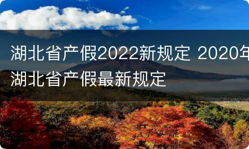 湖北省产假2022新规定 2020年湖北省产假最新规定