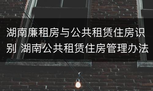 湖南廉租房与公共租赁住房识别 湖南公共租赁住房管理办法