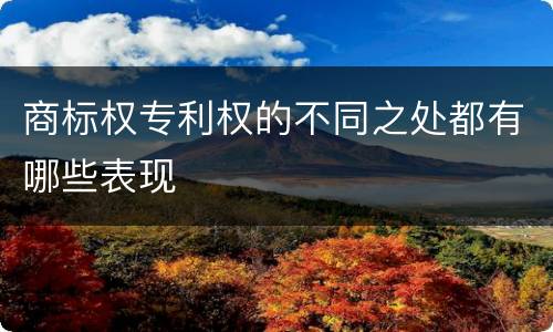 商标权专利权的不同之处都有哪些表现