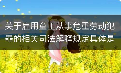 关于雇用童工从事危重劳动犯罪的相关司法解释规定具体是什么