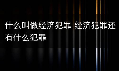什么叫做经济犯罪 经济犯罪还有什么犯罪