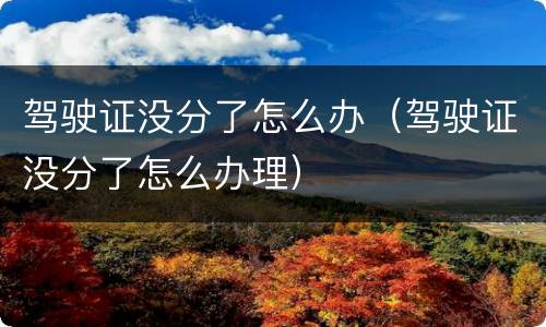 驾驶证没分了怎么办（驾驶证没分了怎么办理）