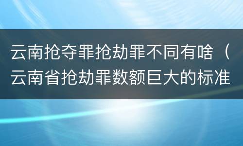 云南抢夺罪抢劫罪不同有啥（云南省抢劫罪数额巨大的标准）