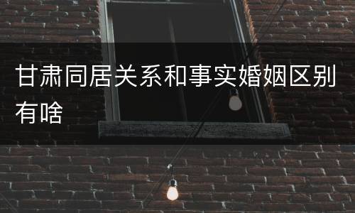 甘肃同居关系和事实婚姻区别有啥