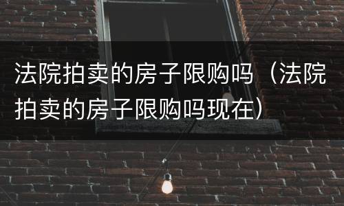 法院拍卖的房子限购吗（法院拍卖的房子限购吗现在）