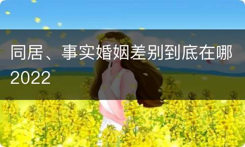 同居、事实婚姻差别到底在哪2022