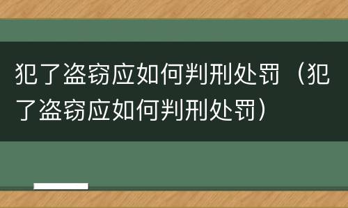 犯了盗窃应如何判刑处罚（犯了盗窃应如何判刑处罚）