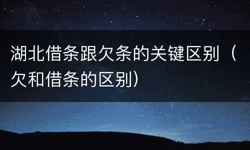 湖北借条跟欠条的关键区别（欠和借条的区别）