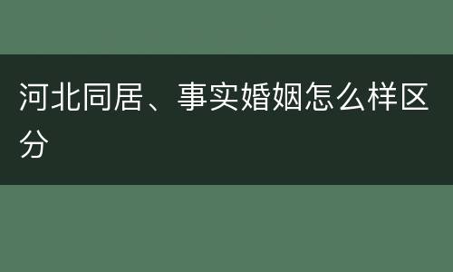 河北同居、事实婚姻怎么样区分