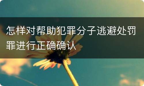 怎样对帮助犯罪分子逃避处罚罪进行正确确认