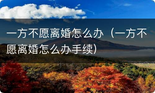 一方不愿离婚怎么办（一方不愿离婚怎么办手续）