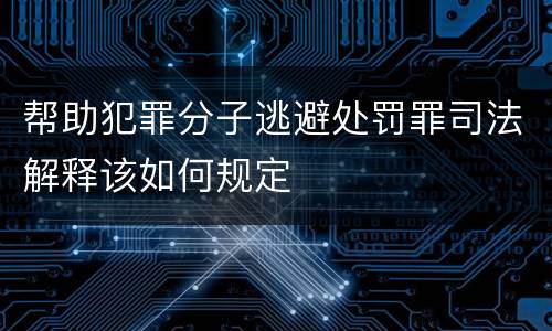 帮助犯罪分子逃避处罚罪司法解释该如何规定
