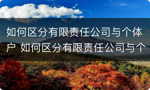 如何区分有限责任公司与个体户 如何区分有限责任公司与个体户企业