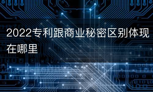2022专利跟商业秘密区别体现在哪里