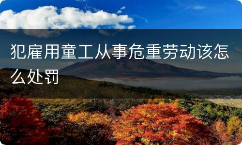 犯雇用童工从事危重劳动该怎么处罚