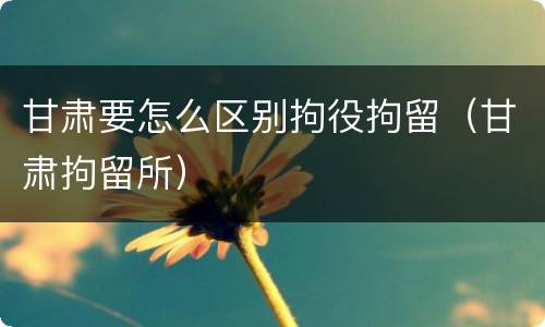 甘肃要怎么区别拘役拘留（甘肃拘留所）