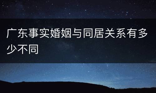 广东事实婚姻与同居关系有多少不同