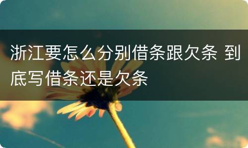 浙江要怎么分别借条跟欠条 到底写借条还是欠条