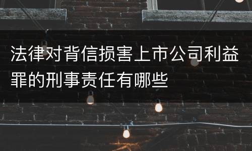 法律对背信损害上市公司利益罪的刑事责任有哪些