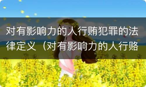 对有影响力的人行贿犯罪的法律定义（对有影响力的人行赂罪的犯罪构成）