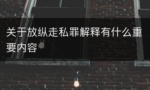 关于放纵走私罪解释有什么重要内容