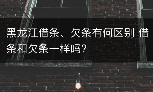 黑龙江借条、欠条有何区别 借条和欠条一样吗?