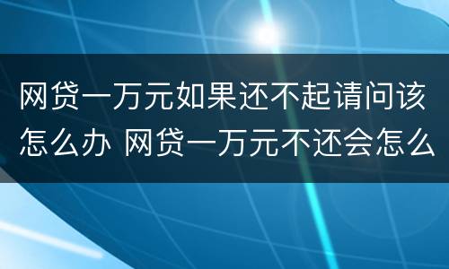 网贷一万元如果还不起请问该怎么办 网贷一万元不还会怎么样