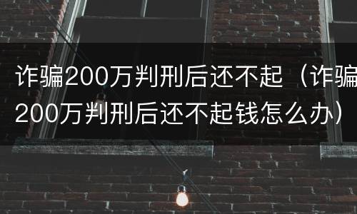 诈骗200万判刑后还不起（诈骗200万判刑后还不起钱怎么办）